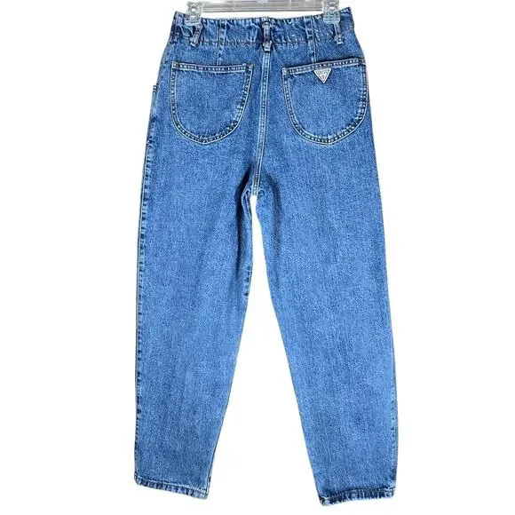 Vintage Guess Jeans Women 28 Pleated Tapered High Rise Made USA 80s Cotton Denim - Picture 7 of 11